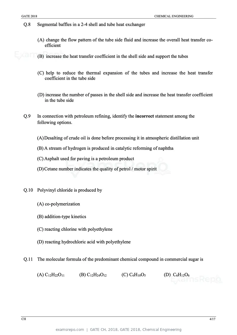 GATE CH 2018 question paper, GATE 2018, Chemical Engineering, page 6 of 22