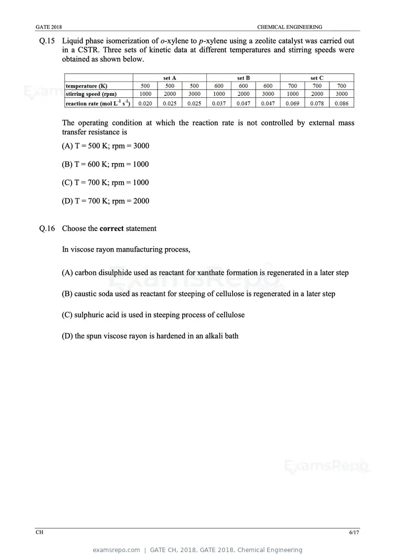 GATE CH 2018 question paper, GATE 2018, Chemical Engineering, page 8 of 22