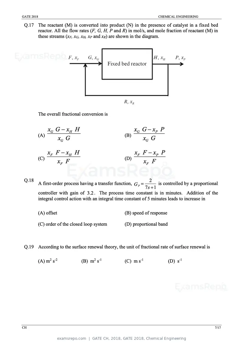 GATE CH 2018 question paper, GATE 2018, Chemical Engineering, page 9 of 22