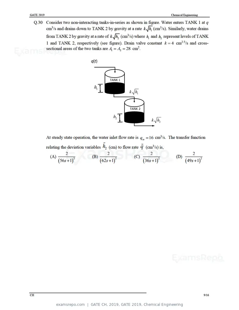 GATE CH 2019 question paper, GATE 2019, Chemical Engineering, page 12 of 22