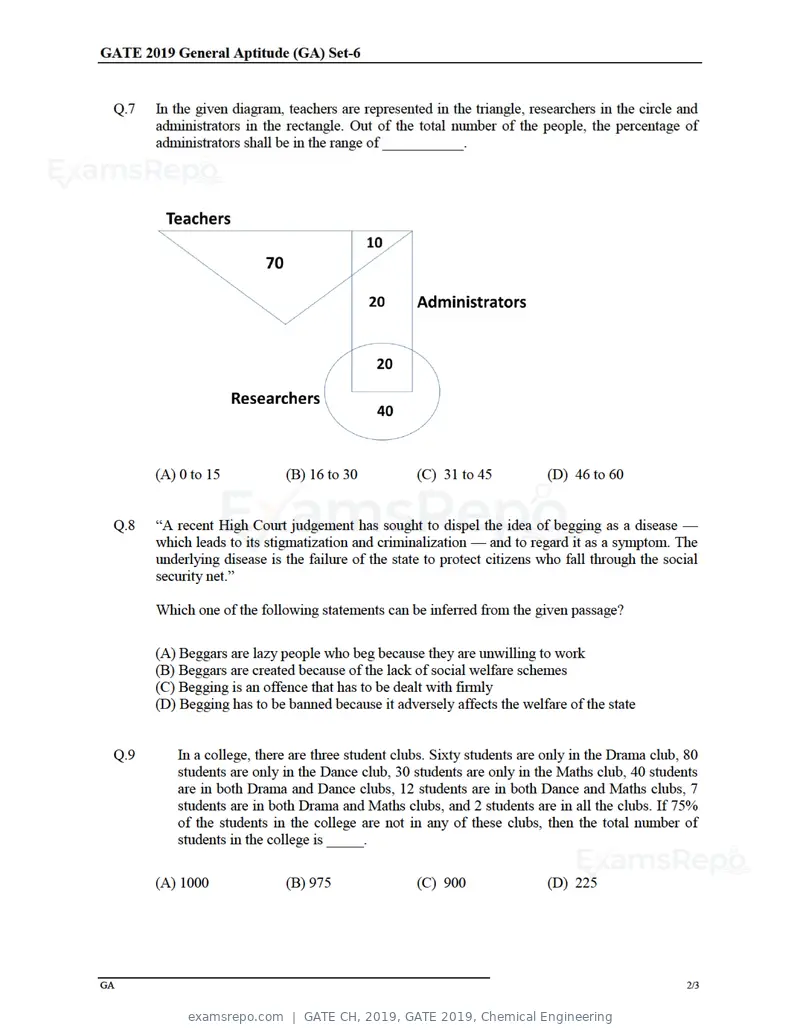 GATE CH 2019 question paper, GATE 2019, Chemical Engineering, page 2 of 22
