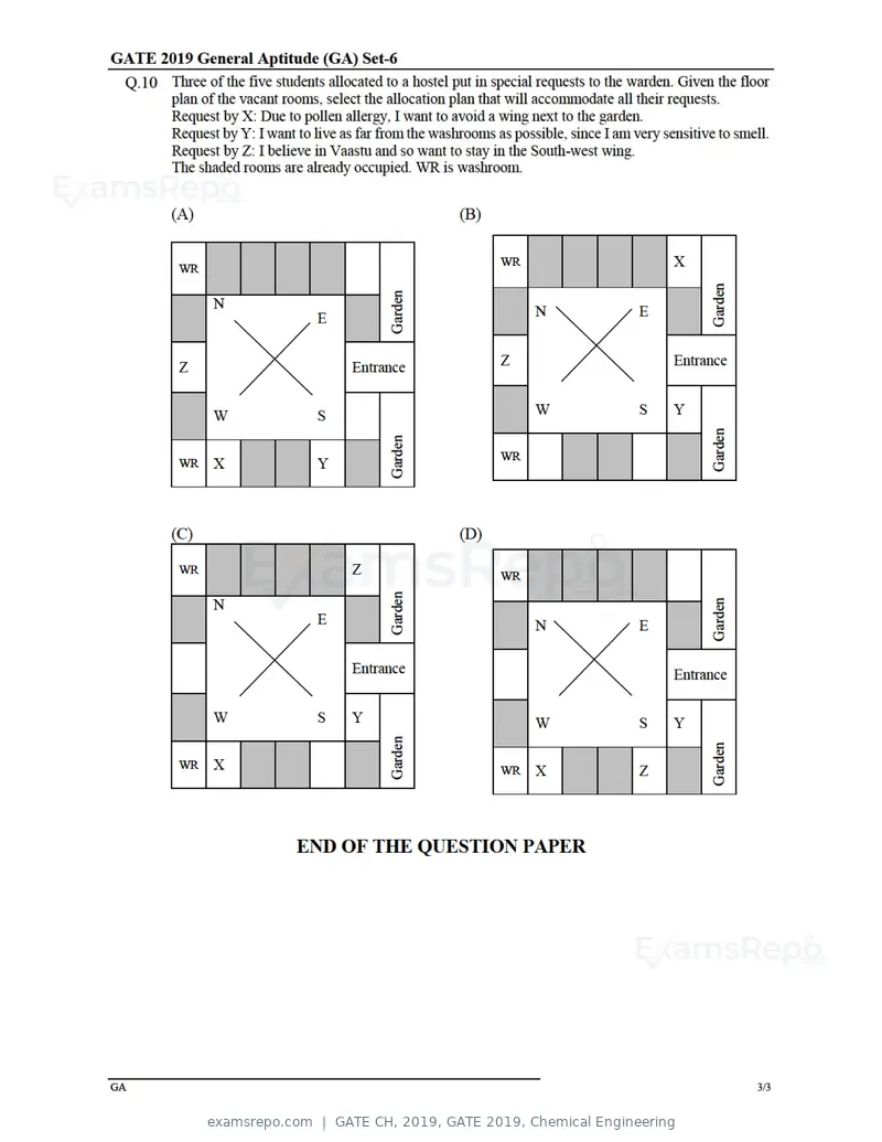 GATE CH 2019 question paper, GATE 2019, Chemical Engineering, page 3 of 22