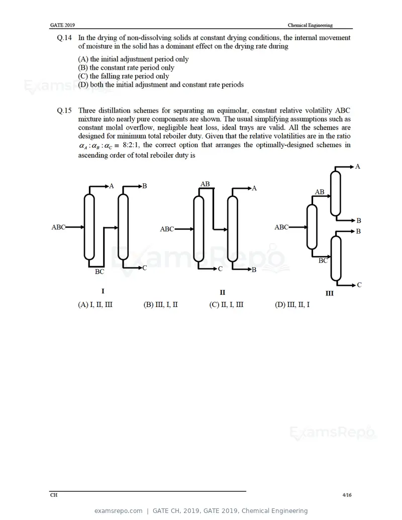 GATE CH 2019 question paper, GATE 2019, Chemical Engineering, page 7 of 22