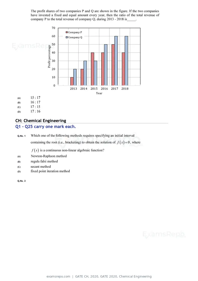 GATE CH 2020 question paper, GATE 2020, Chemical Engineering, page 3 of 27