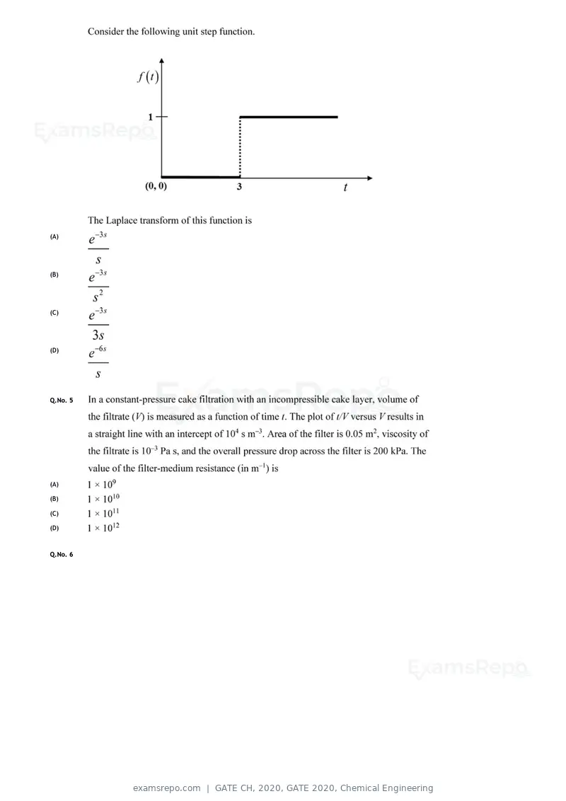 GATE CH 2020 question paper, GATE 2020, Chemical Engineering, page 5 of 27