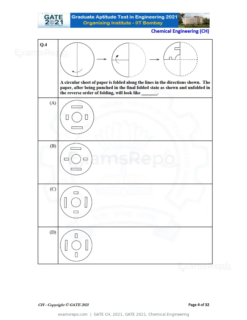 GATE CH 2021 question paper, GATE 2021, Chemical Engineering, page 4 of 35