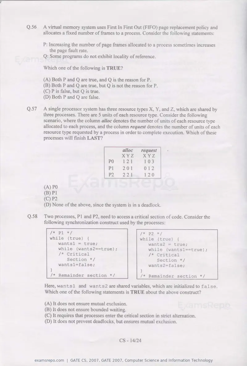 GATE CS 2007 question paper, GATE 2007, Computer Science and Information Technology, page 14 of 21