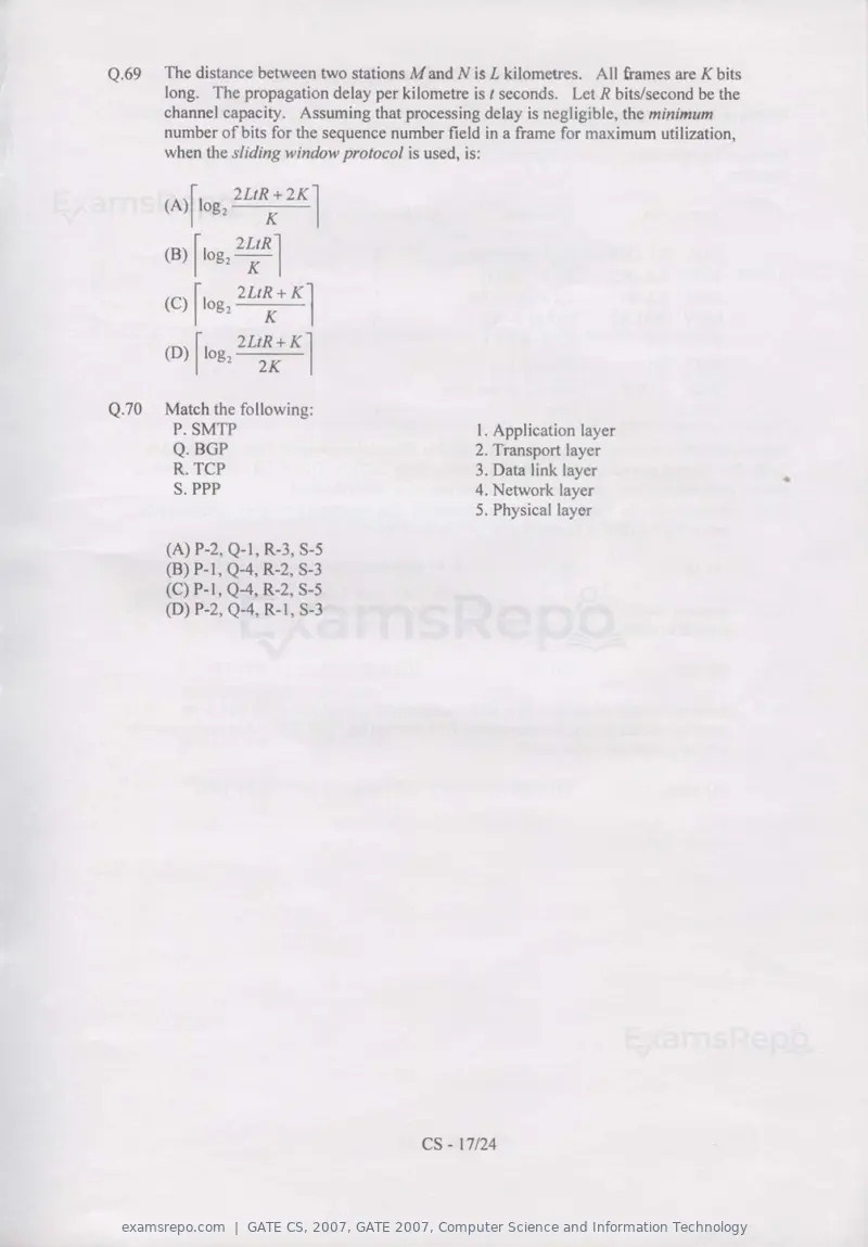 GATE CS 2007 question paper, GATE 2007, Computer Science and Information Technology, page 17 of 21