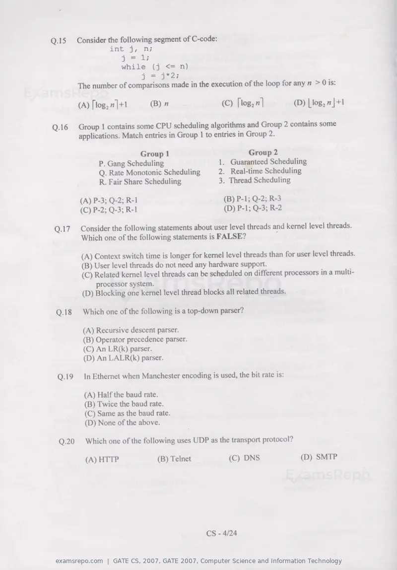 GATE CS 2007 question paper, GATE 2007, Computer Science and Information Technology, page 4 of 21