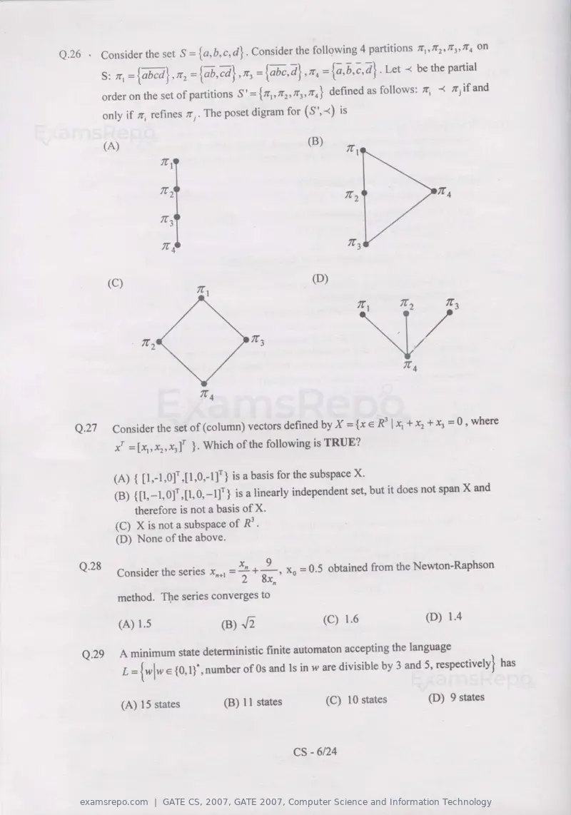 GATE CS 2007 question paper, GATE 2007, Computer Science and Information Technology, page 6 of 21
