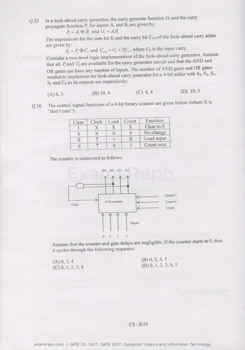 GATE CS 2007 question paper, GATE 2007, Computer Science and Information Technology, page 8 of 21