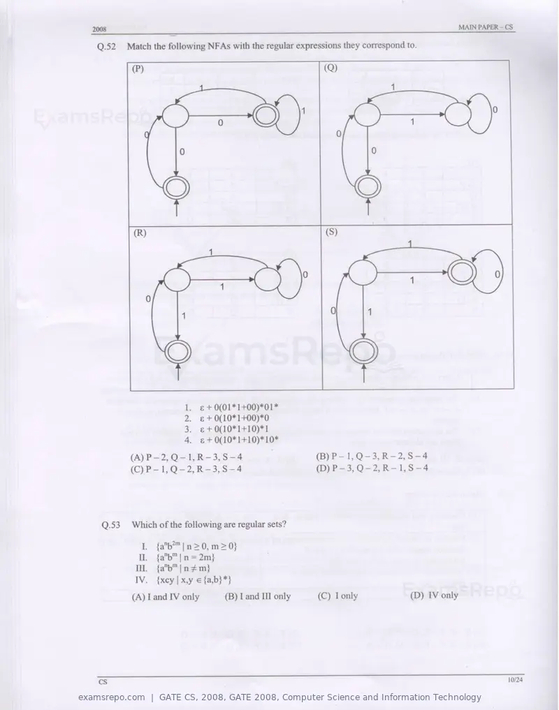 GATE CS 2008 question paper, GATE 2008, Computer Science and Information Technology, page 10 of 18
