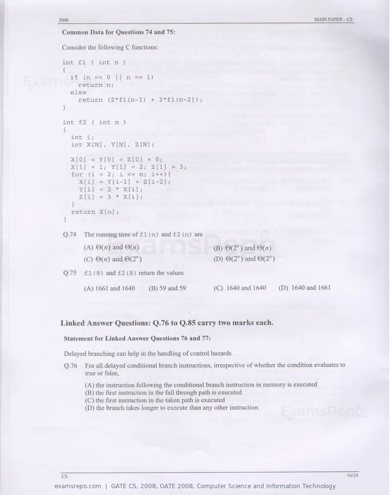 GATE CS 2008 question paper, GATE 2008, Computer Science and Information Technology, page 16 of 18