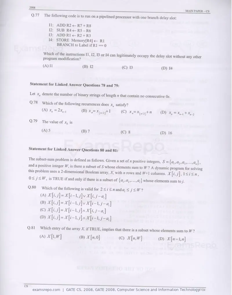 GATE CS 2008 question paper, GATE 2008, Computer Science and Information Technology, page 17 of 18