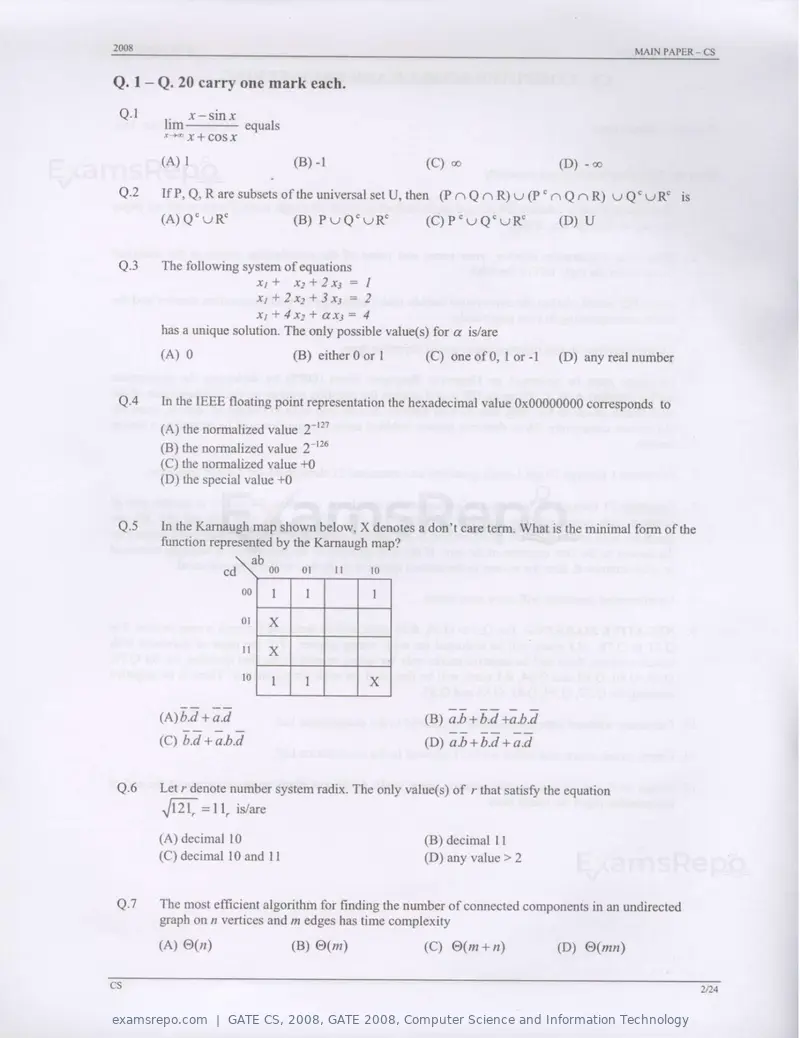 GATE CS 2008 question paper, GATE 2008, Computer Science and Information Technology, page 2 of 18