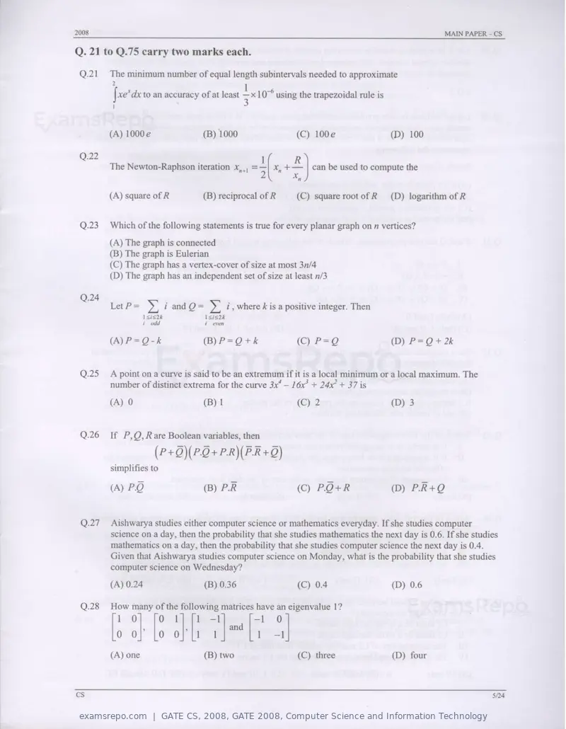 GATE CS 2008 question paper, GATE 2008, Computer Science and Information Technology, page 5 of 18