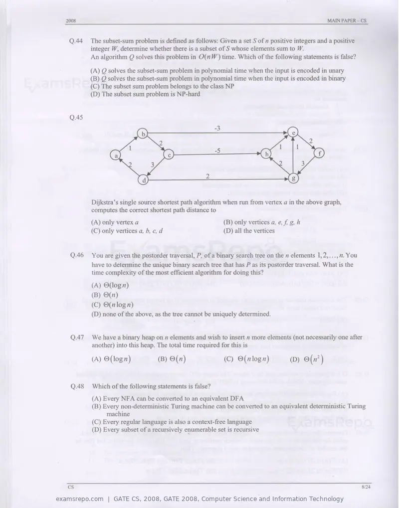 GATE CS 2008 question paper, GATE 2008, Computer Science and Information Technology, page 8 of 18