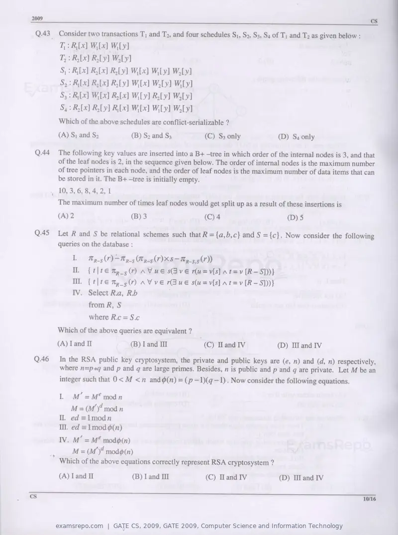 GATE CS 2009 question paper, GATE 2009, Computer Science and Information Technology, page 10 of 14