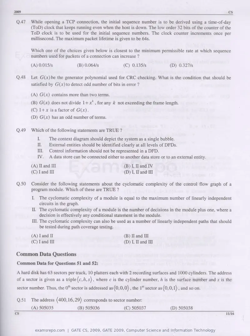 GATE CS 2009 question paper, GATE 2009, Computer Science and Information Technology, page 11 of 14