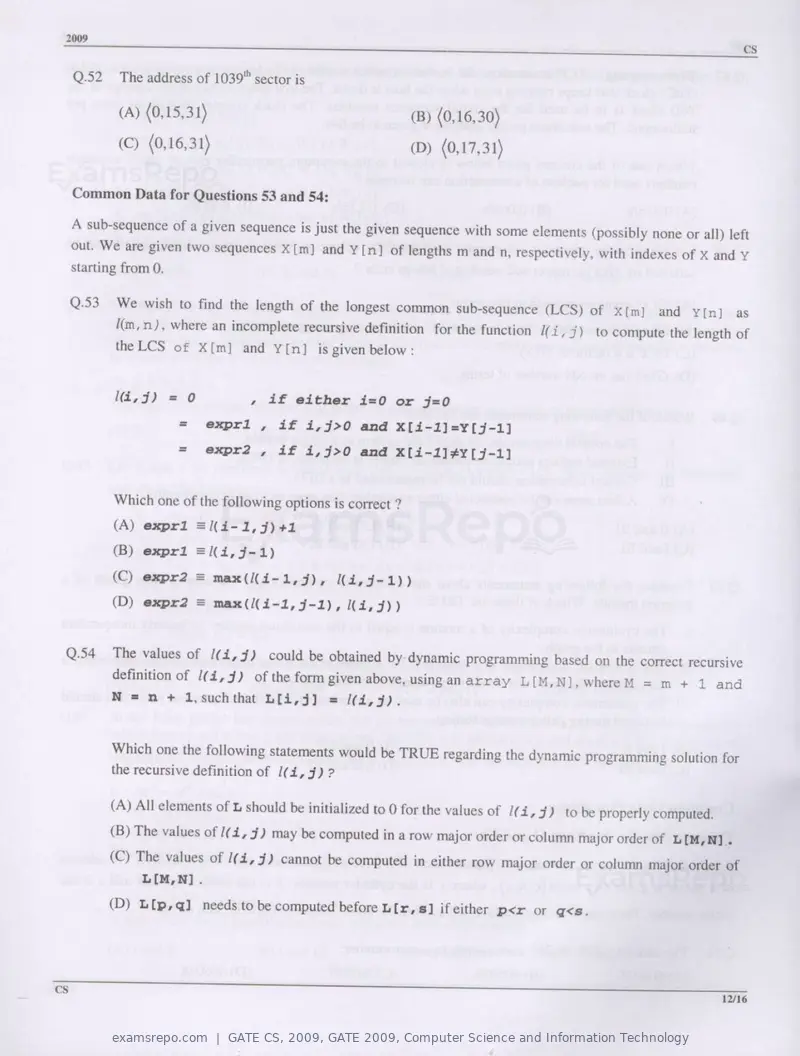 GATE CS 2009 question paper, GATE 2009, Computer Science and Information Technology, page 12 of 14