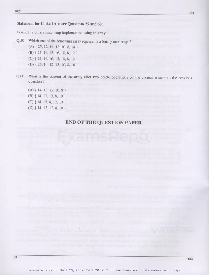 GATE CS 2009 question paper, GATE 2009, Computer Science and Information Technology, page 14 of 14