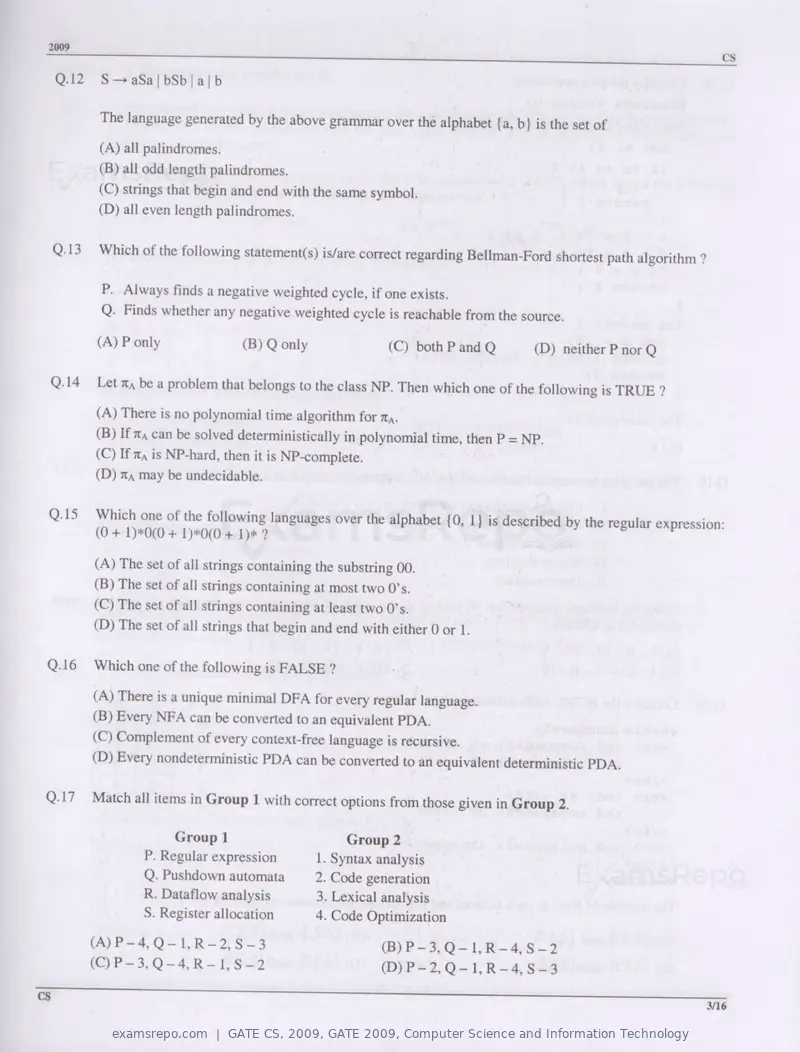 GATE CS 2009 question paper, GATE 2009, Computer Science and Information Technology, page 3 of 14