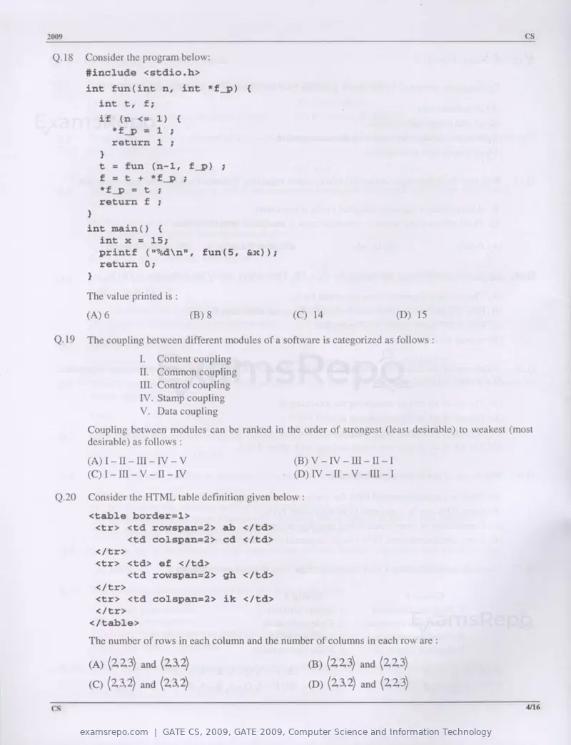 GATE CS 2009 question paper, GATE 2009, Computer Science and Information Technology, page 4 of 14