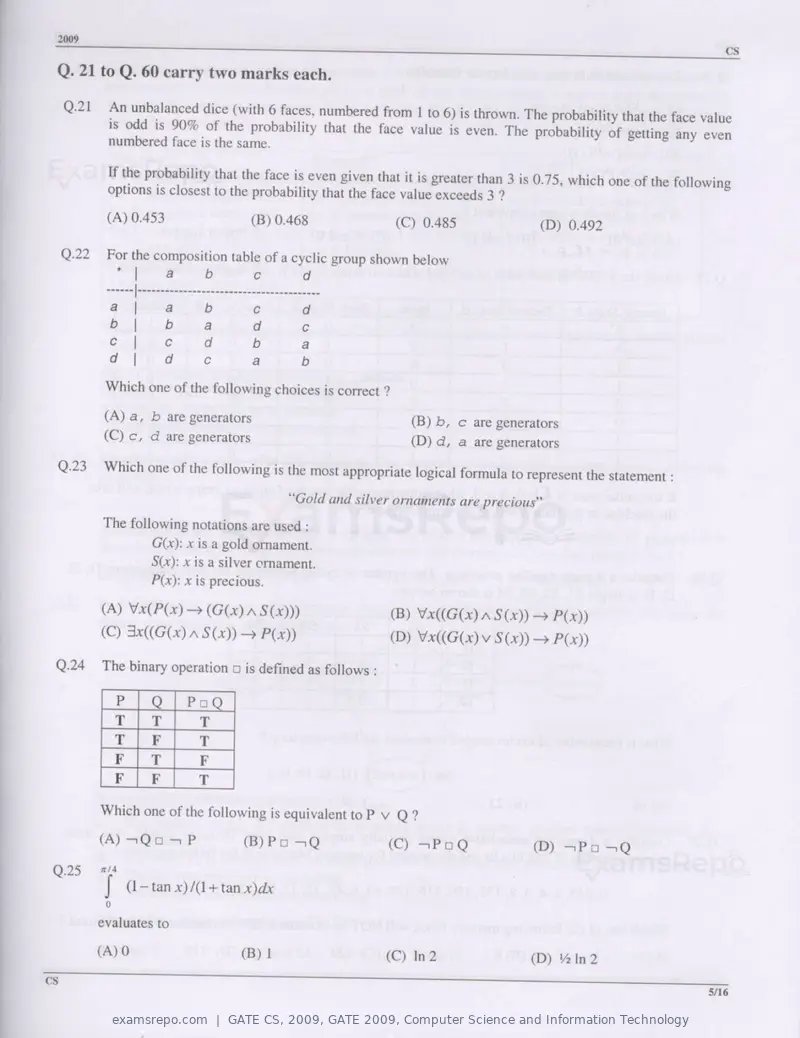 GATE CS 2009 question paper, GATE 2009, Computer Science and Information Technology, page 5 of 14