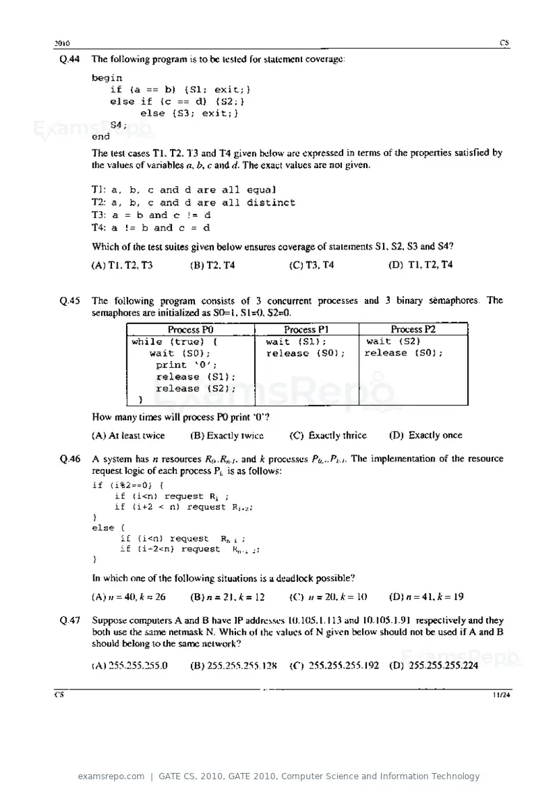GATE CS 2010 question paper, GATE 2010, Computer Science and Information Technology, page 11 of 24