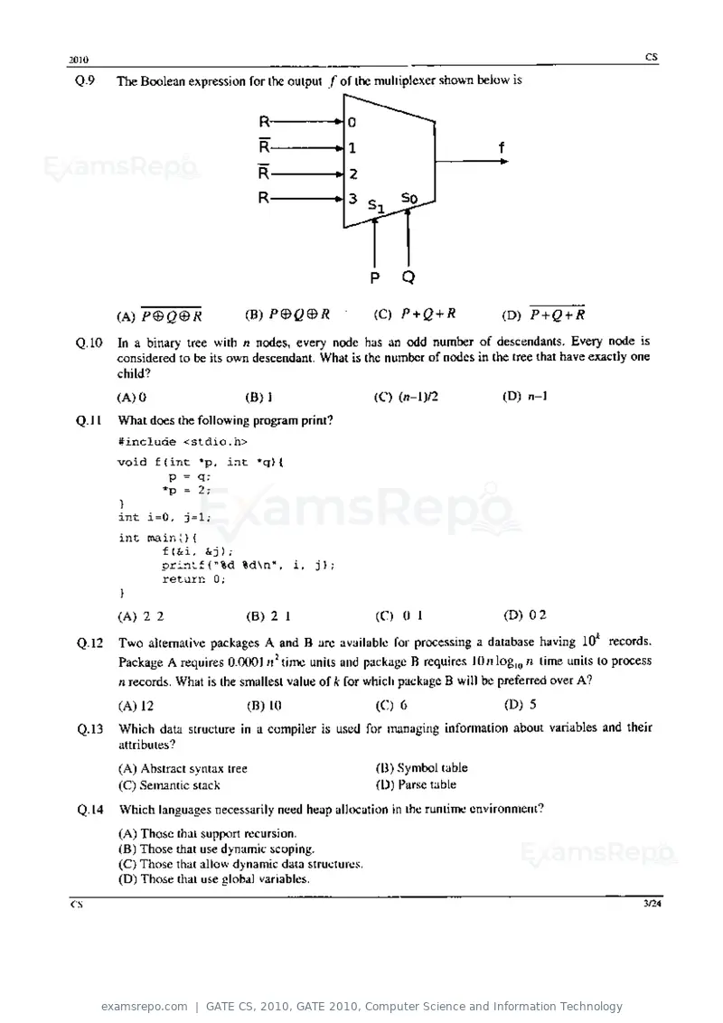 GATE CS 2010 question paper, GATE 2010, Computer Science and Information Technology, page 3 of 24