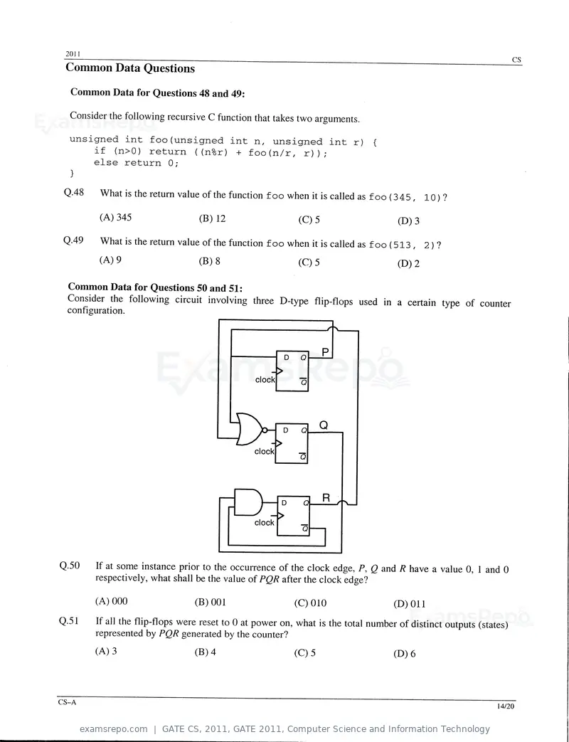 GATE CS 2011 question paper, GATE 2011, Computer Science and Information Technology, page 14 of 17
