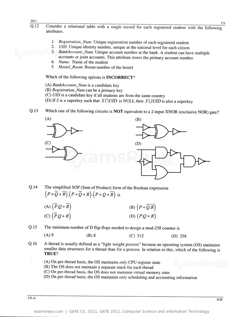 GATE CS 2011 question paper, GATE 2011, Computer Science and Information Technology, page 4 of 17