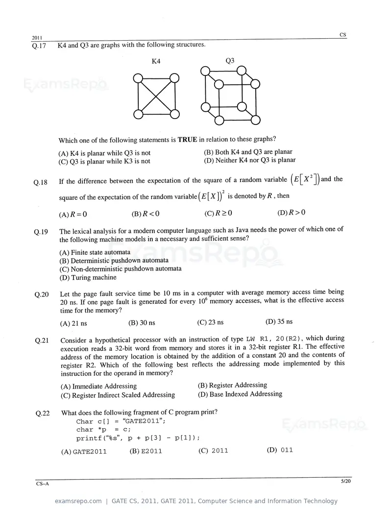 GATE CS 2011 question paper, GATE 2011, Computer Science and Information Technology, page 5 of 17