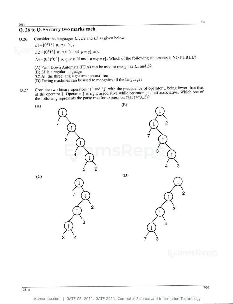 GATE CS 2011 question paper, GATE 2011, Computer Science and Information Technology, page 7 of 17