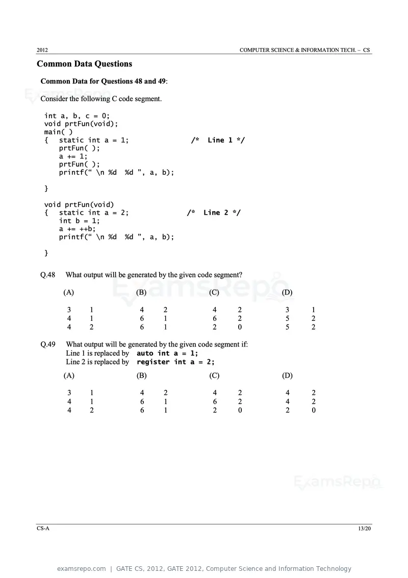 GATE CS 2012 question paper, GATE 2012, Computer Science and Information Technology, page 13 of 19