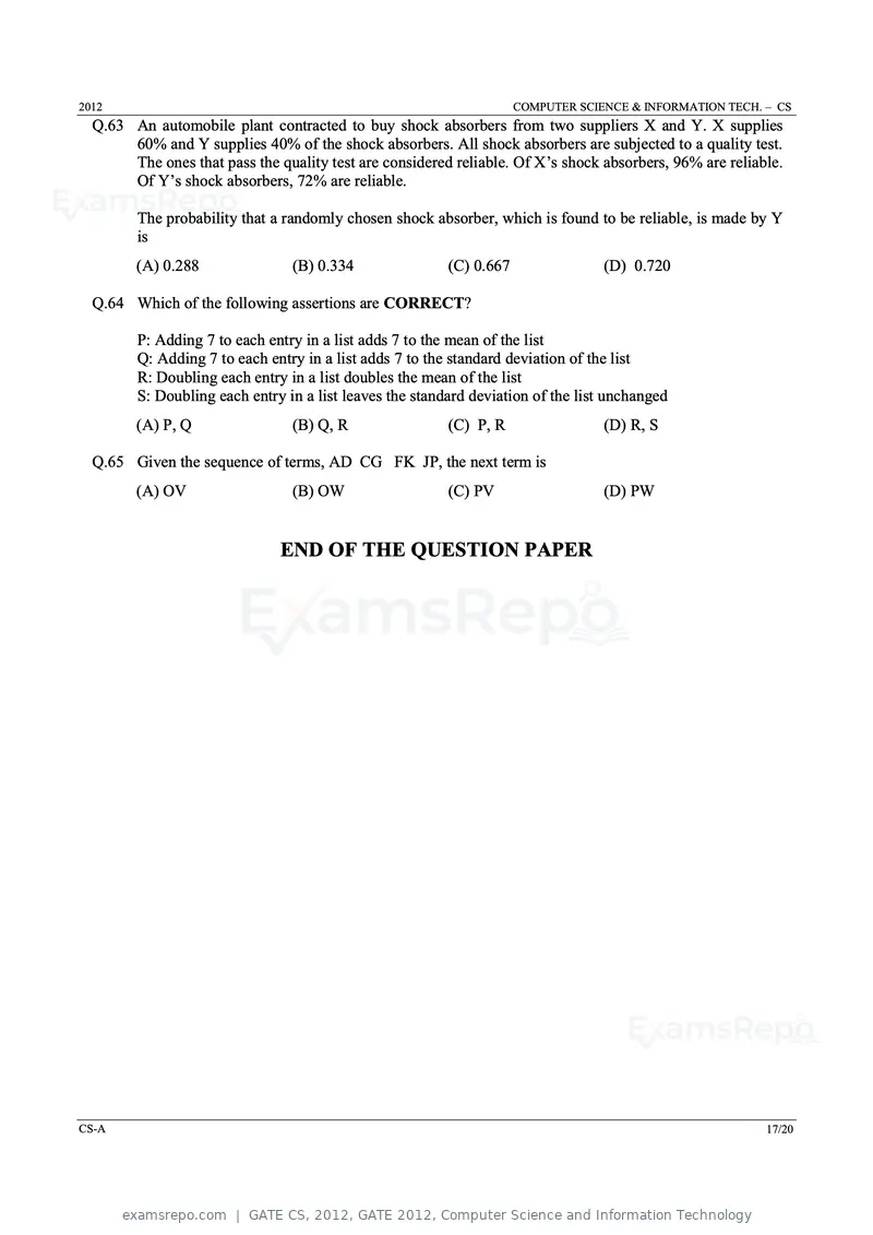 GATE CS 2012 question paper, GATE 2012, Computer Science and Information Technology, page 17 of 19