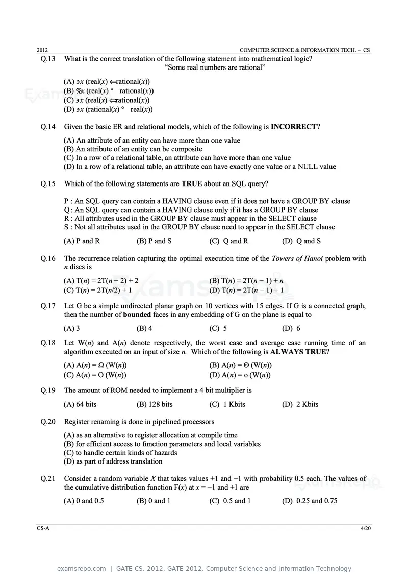 GATE CS 2012 question paper, GATE 2012, Computer Science and Information Technology, page 4 of 19