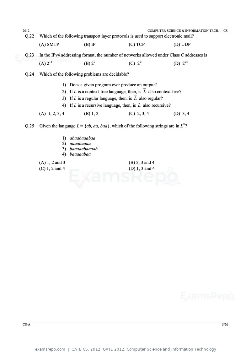 GATE CS 2012 question paper, GATE 2012, Computer Science and Information Technology, page 5 of 19