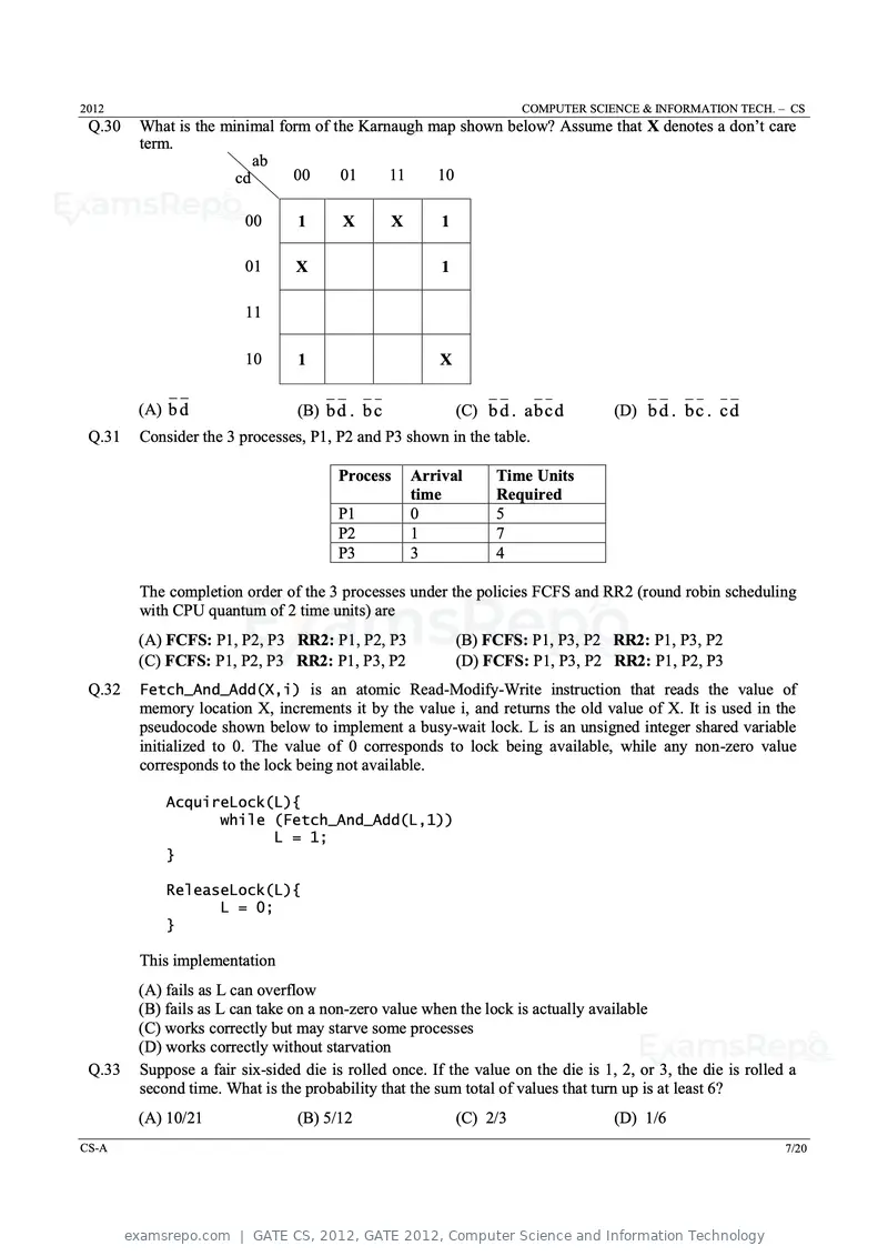 GATE CS 2012 question paper, GATE 2012, Computer Science and Information Technology, page 7 of 19