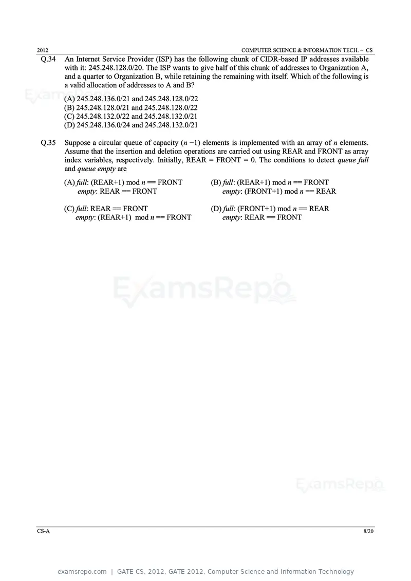 GATE CS 2012 question paper, GATE 2012, Computer Science and Information Technology, page 8 of 19