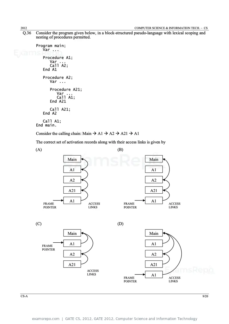 GATE CS 2012 question paper, GATE 2012, Computer Science and Information Technology, page 9 of 19