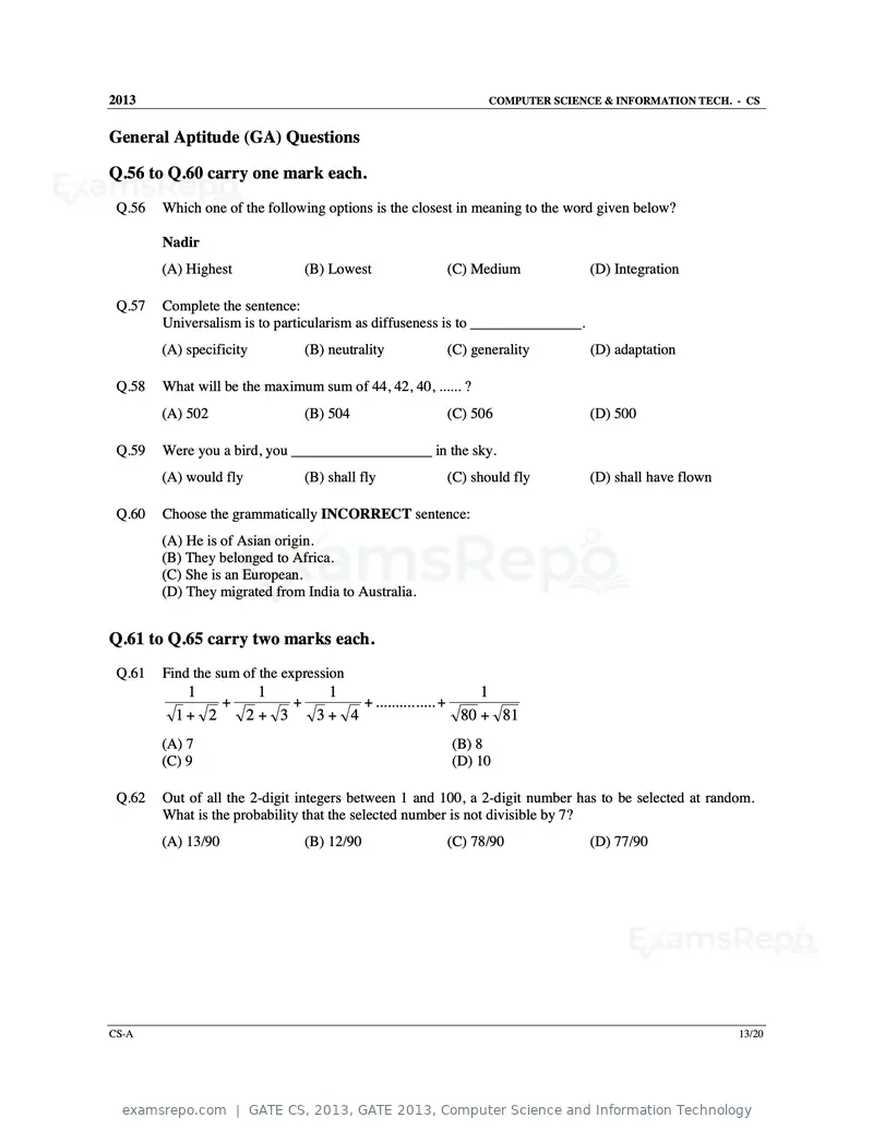GATE CS 2013 question paper, GATE 2013, Computer Science and Information Technology, page 14 of 60