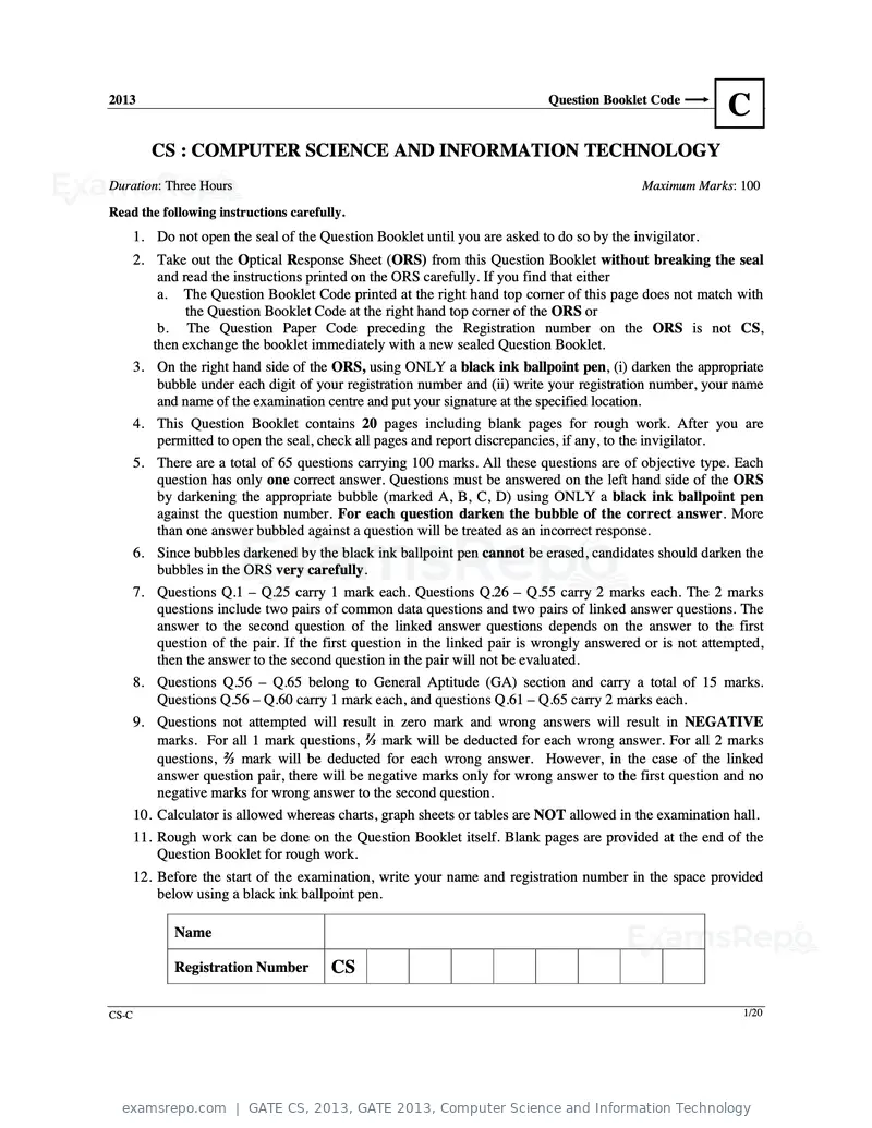 GATE CS 2013 question paper, GATE 2013, Computer Science and Information Technology, page 32 of 60