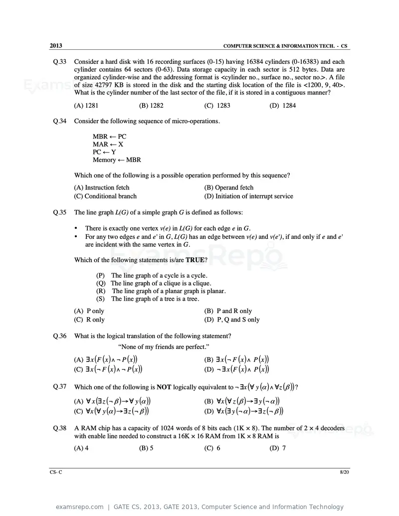 GATE CS 2013 question paper, GATE 2013, Computer Science and Information Technology, page 39 of 60