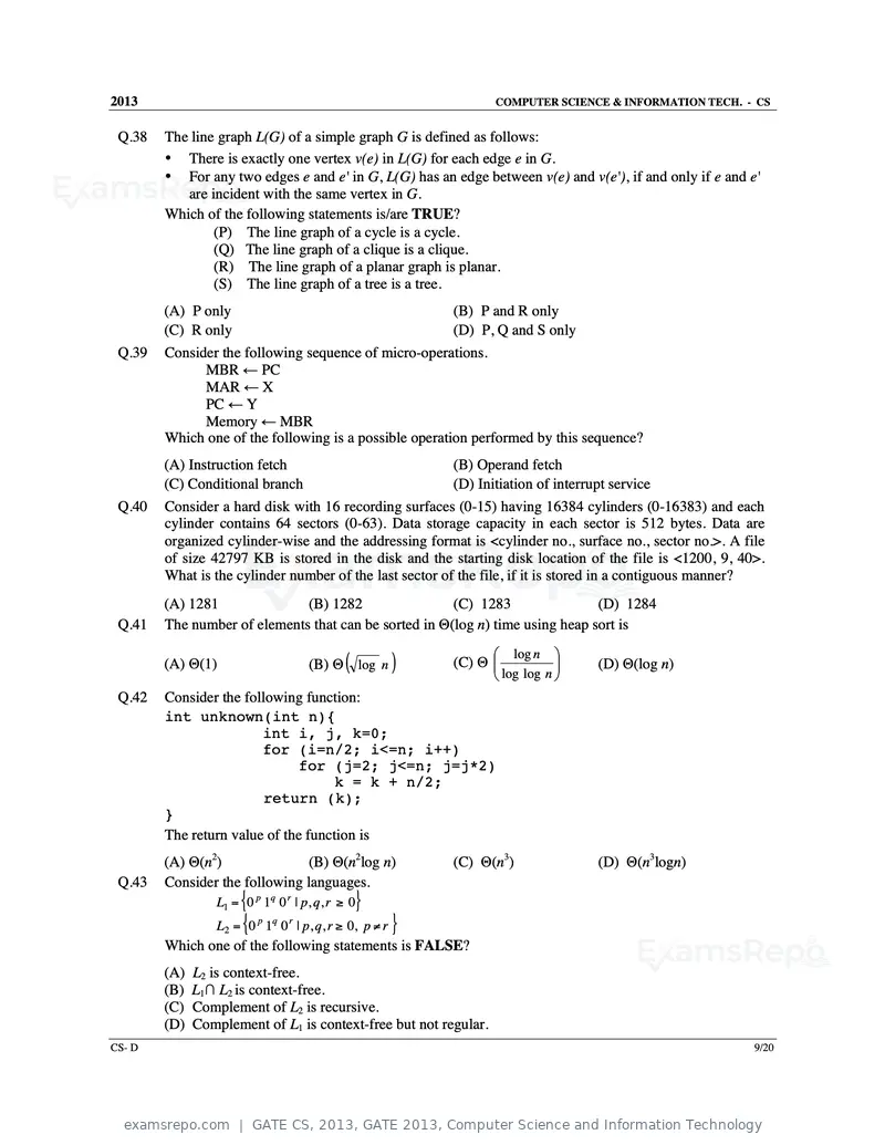 GATE CS 2013 question paper, GATE 2013, Computer Science and Information Technology, page 55 of 60