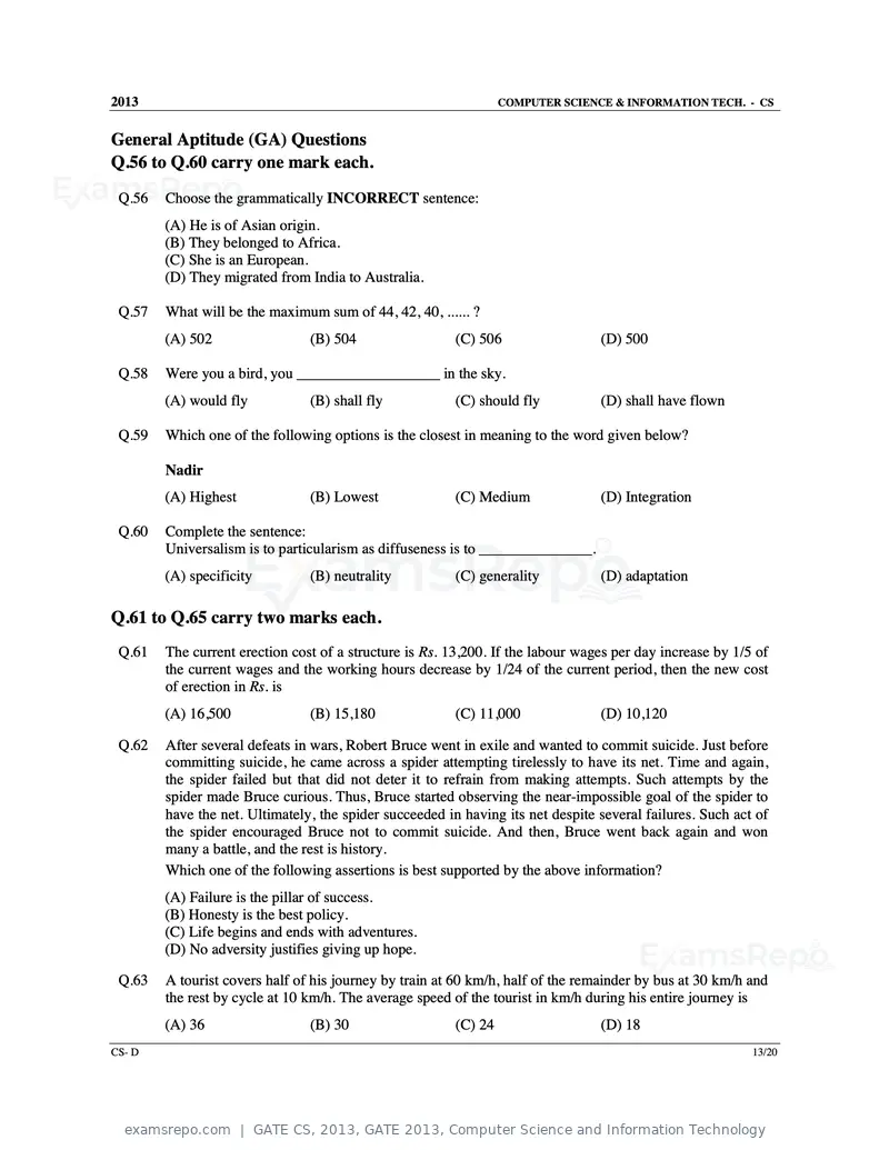GATE CS 2013 question paper, GATE 2013, Computer Science and Information Technology, page 59 of 60