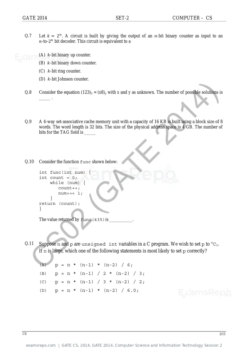 GATE CS 2014 question paper, GATE 2014, Computer Science and Information Technology Session 2, page 31 of 67