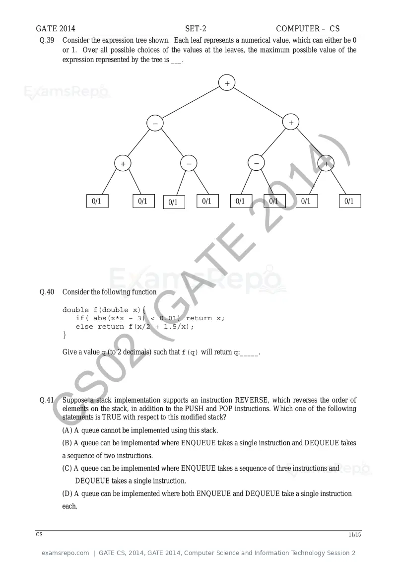 GATE CS 2014 question paper, GATE 2014, Computer Science and Information Technology Session 2, page 40 of 67