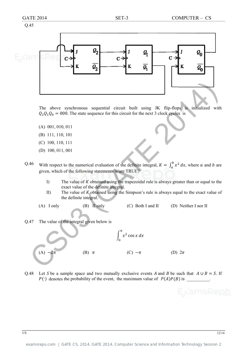 GATE CS 2014 question paper, GATE 2014, Computer Science and Information Technology Session 2, page 64 of 67