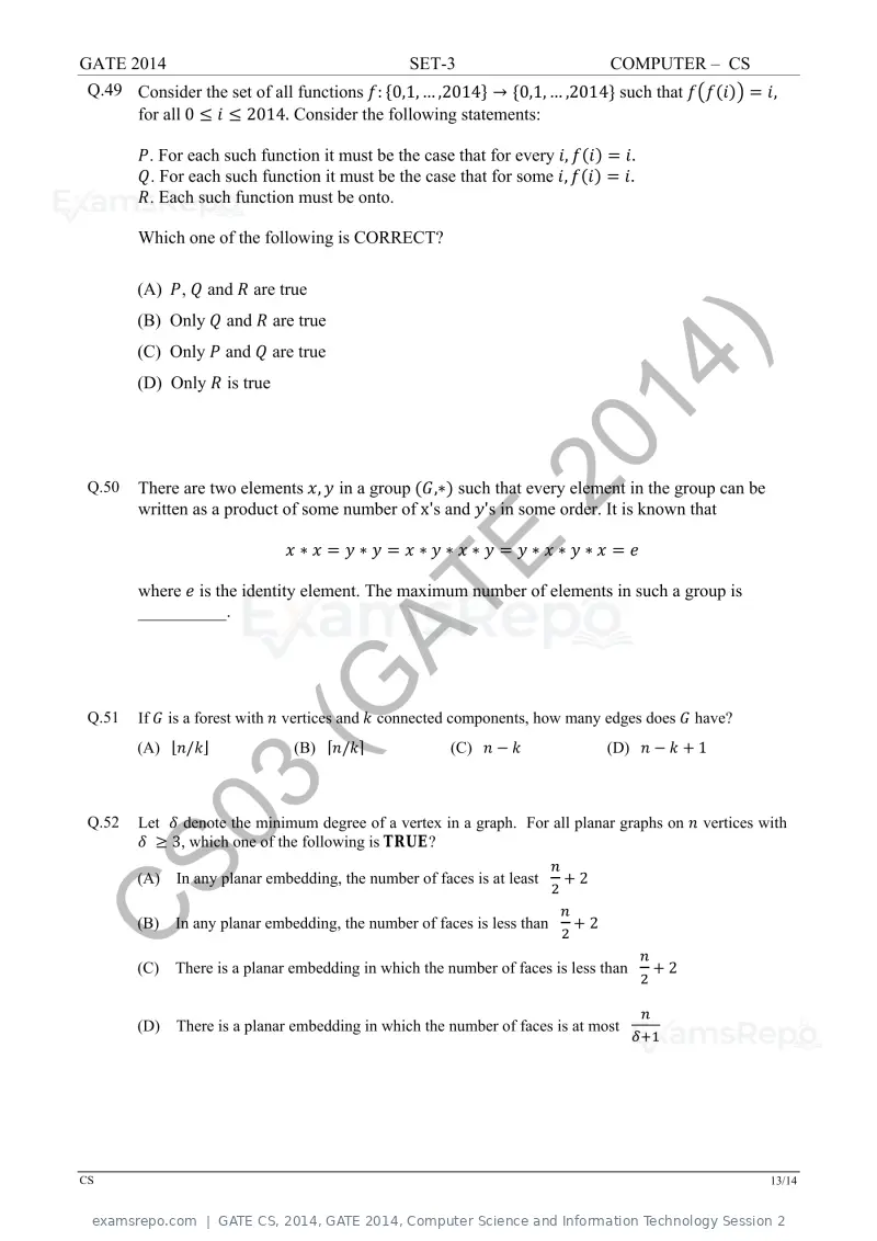 GATE CS 2014 question paper, GATE 2014, Computer Science and Information Technology Session 2, page 65 of 67